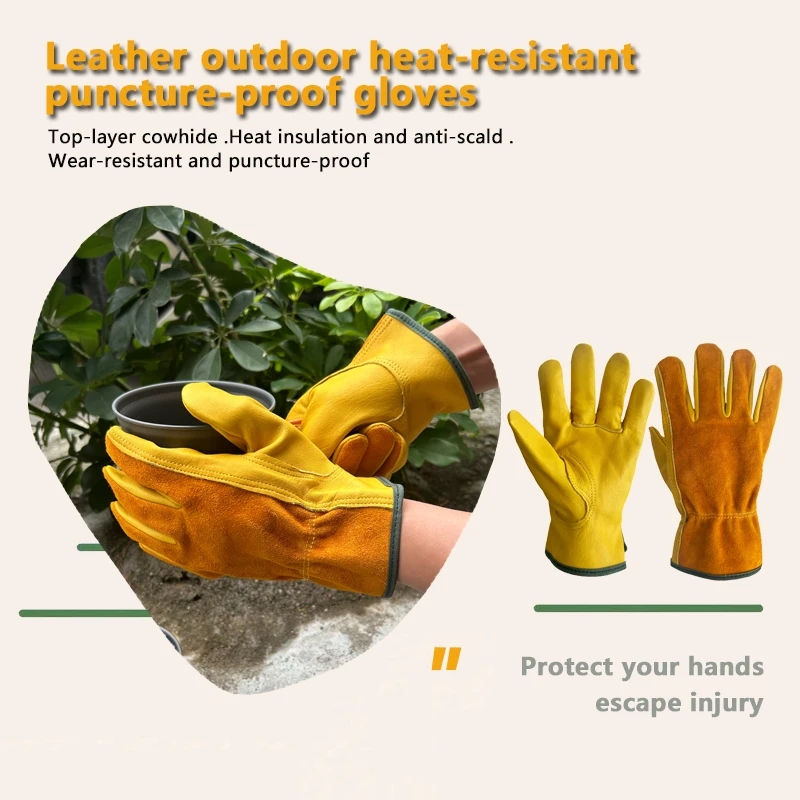 Camping Gloves, Heat-Insulating Gloves, Wear-Resistant and Stab Resistant Gardening and Mountaineering Gloves, Tactical Gloves