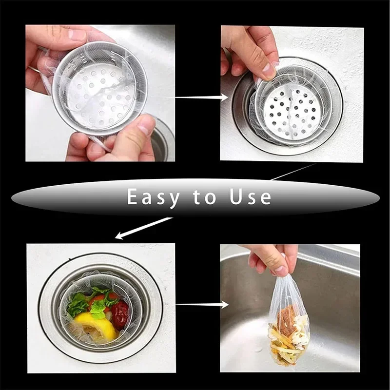 30-300Pcs 일회용 주방 싱크 필터 하수구 배수 방지 차단 쓰레기 봉투 풀 누출 메쉬 가방 메쉬 스트레이너 싱크 쓰레기 그물