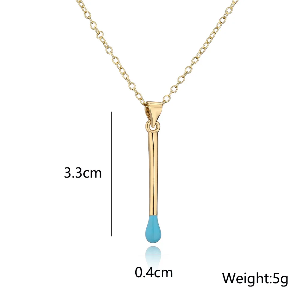 Chic Match Matchstick Pendant Necklaces Exquisite 18K Gold Plated Choker For Women Couple All-match Long Strip Charm Necklace