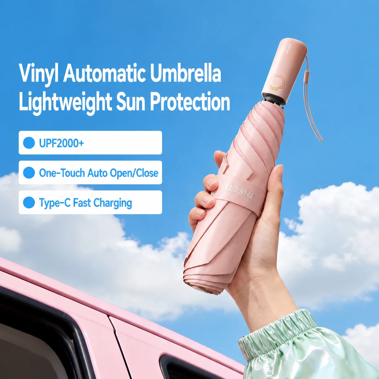Smart Fully Automatic Electric Umbrella Sunshade Umbrella Colored Glue Ultra-lightweight Compact Portable for Sunny Rainy Days