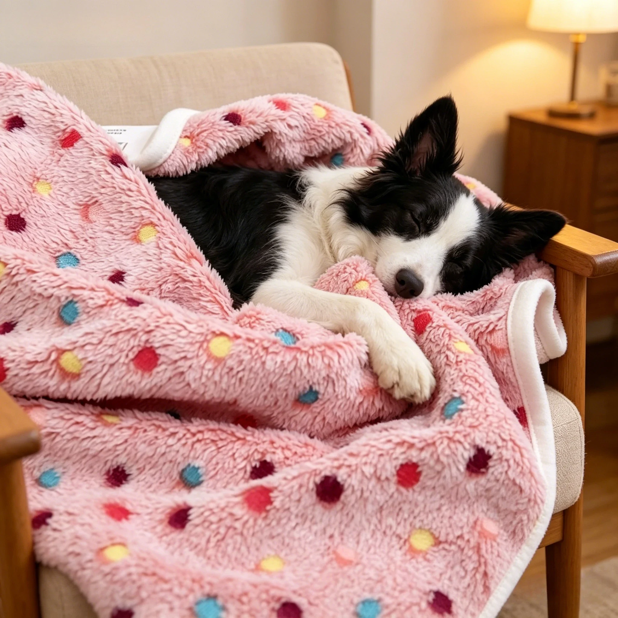 KEMORELA Weiche Flauschige Haustierdecke mit Niedlichem Punktmuster, Gemütliches Warmes Bett für Katzen und Hunde, Kleine bis Große Größen, Mattenbezug, Haustierzubehör – Detail 7