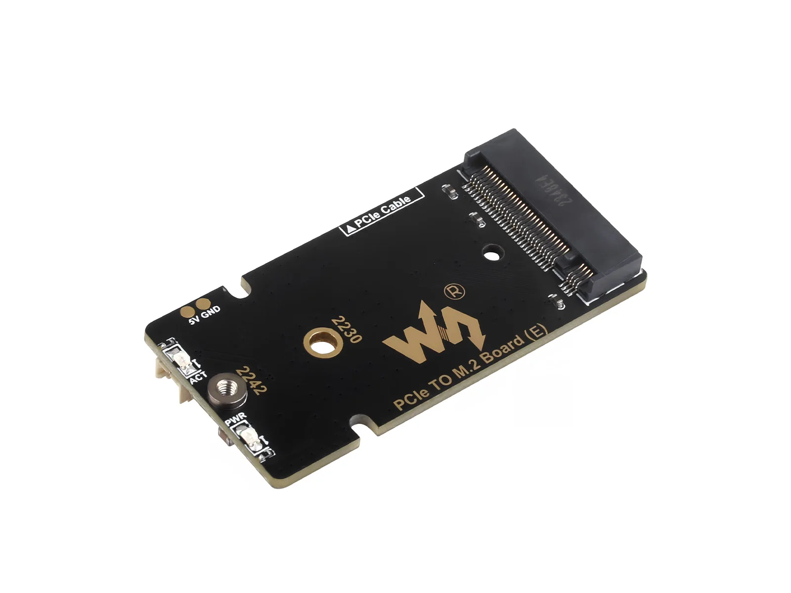 Placa adaptadora PCIe a M.2 (E) Para Raspberry Pi 5, con ventilador de refrigeración, Compatible con protocolo NVMe de tamaño 2242/2230, SSD M.2, alto