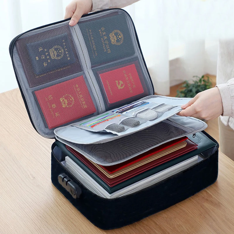 

Multi-layer Document Storage Bag with lock Household Large-capacity Document Storage Bag Multi-functional Travel File Storage