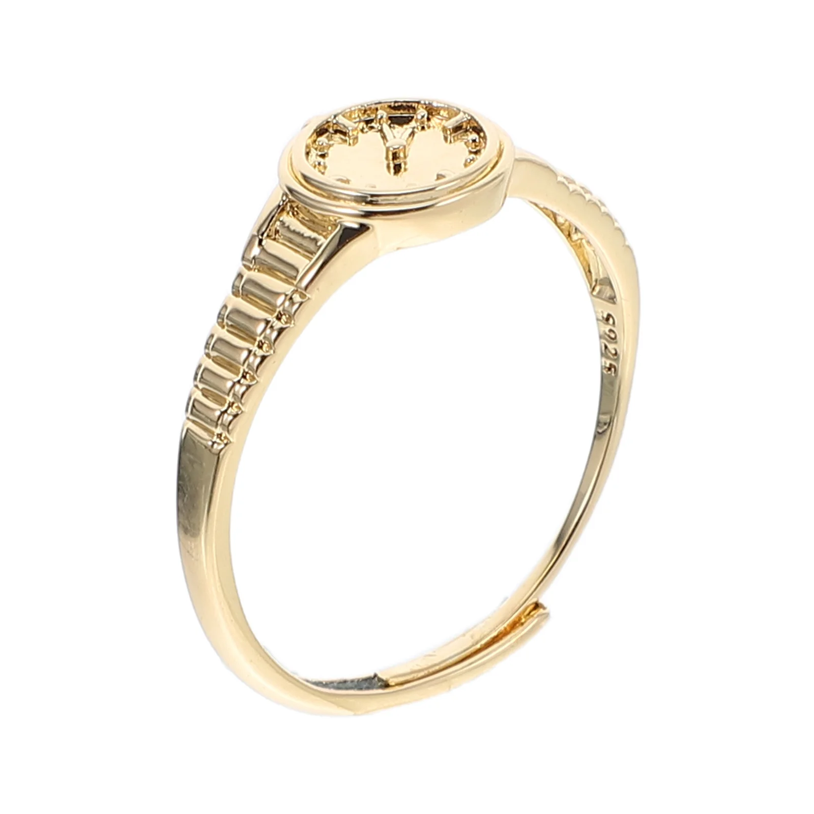 

Golden Adjustable Clock Watch Ring Mini Open Design Vintage Style for Women Finger Jewelry Watch Ring Watches for Women Finger