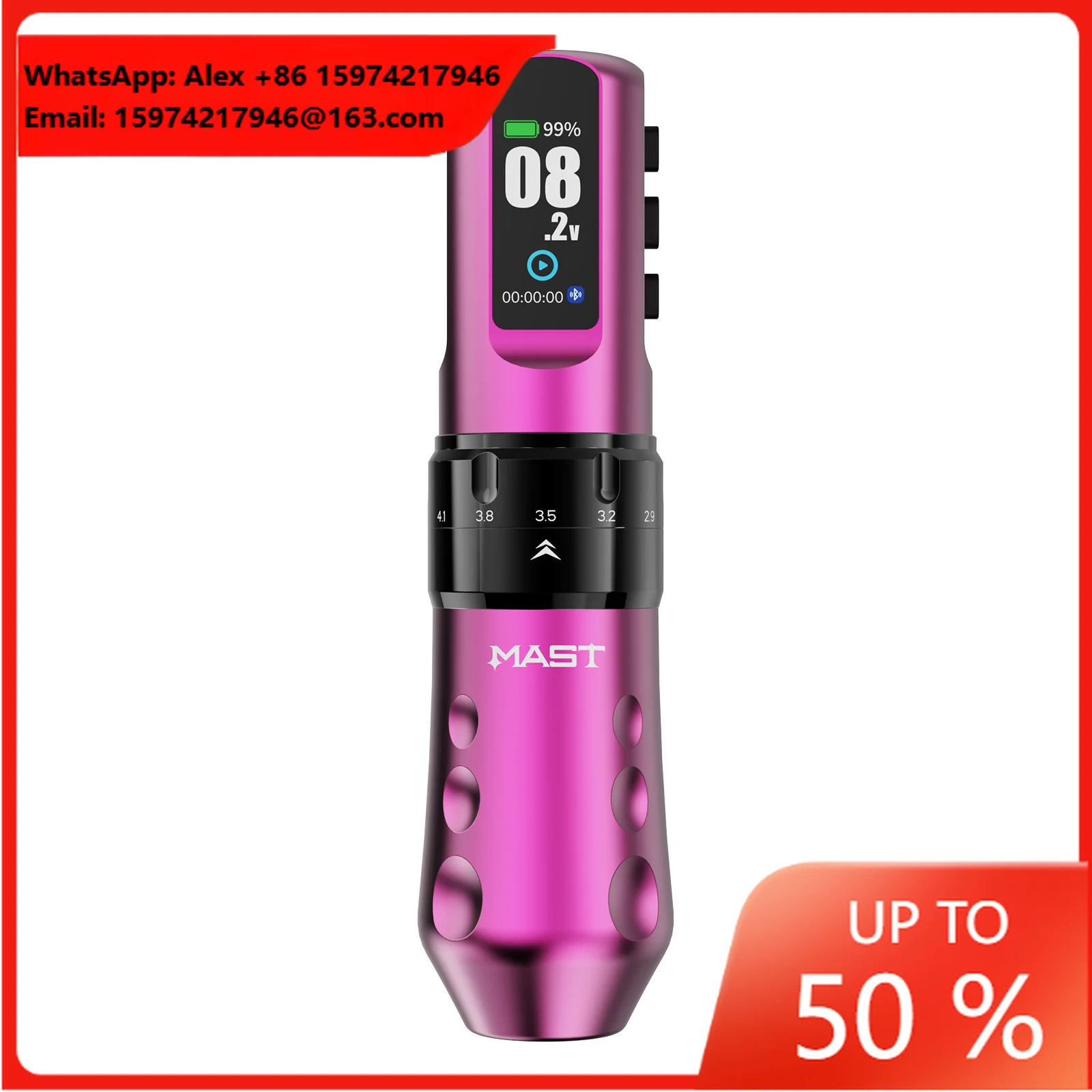 Mast Flip 4 Pro Adjustable Stroke Pen Tattoo Machine 2000mAh Battery Capacity Tattoo Machine Professional Wireless For Body Art