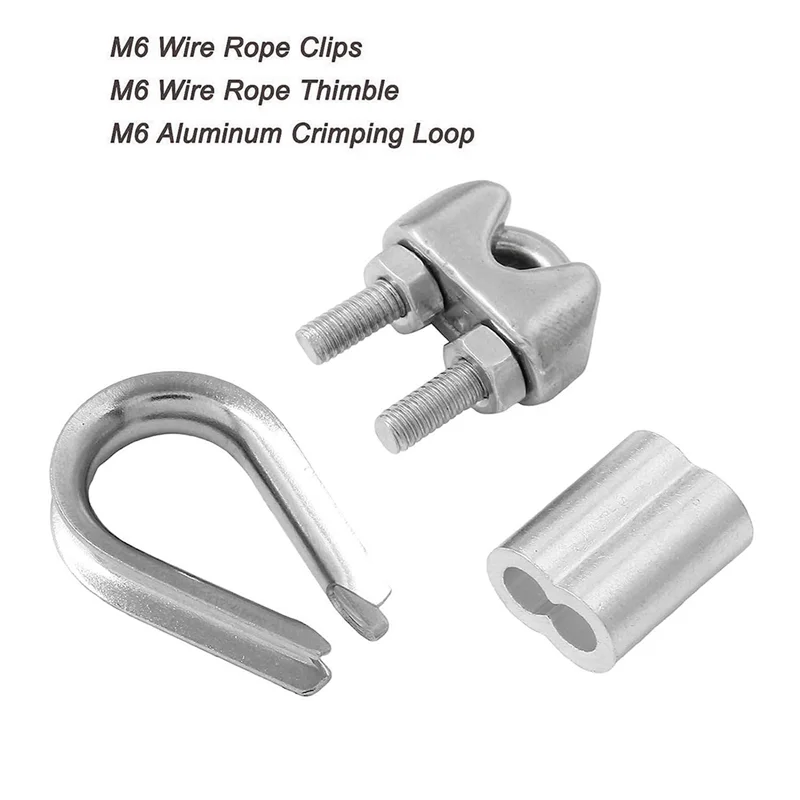 

AB41-36 шт. M3 (1/8 дюйма) набор аксессуаров для троса, зажим для троса M3, зажим для троса из нержавеющей стали, обжимная петля для наперстка, рукав