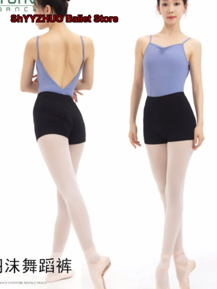 Women's Adult Cropped Pants Boxer Briefs Tight Practice Pants Black Dance Shorts