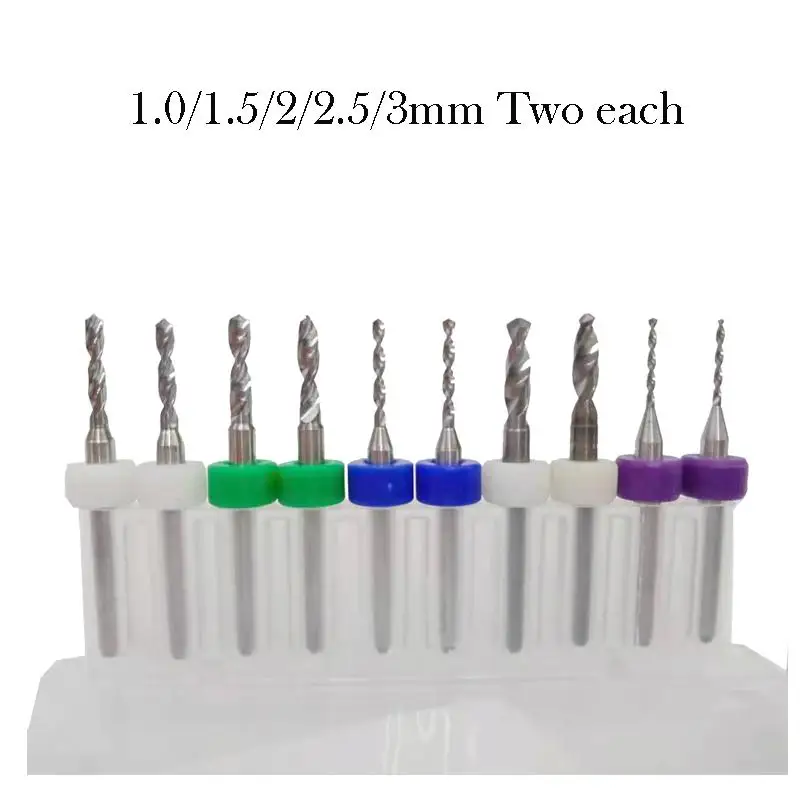 10pcs/Set 0.1mm to 3.0mm PCB Mini Drill Bit Tungsten Steel Carbide for Print Circuit Board CNC Drill Bits Machine