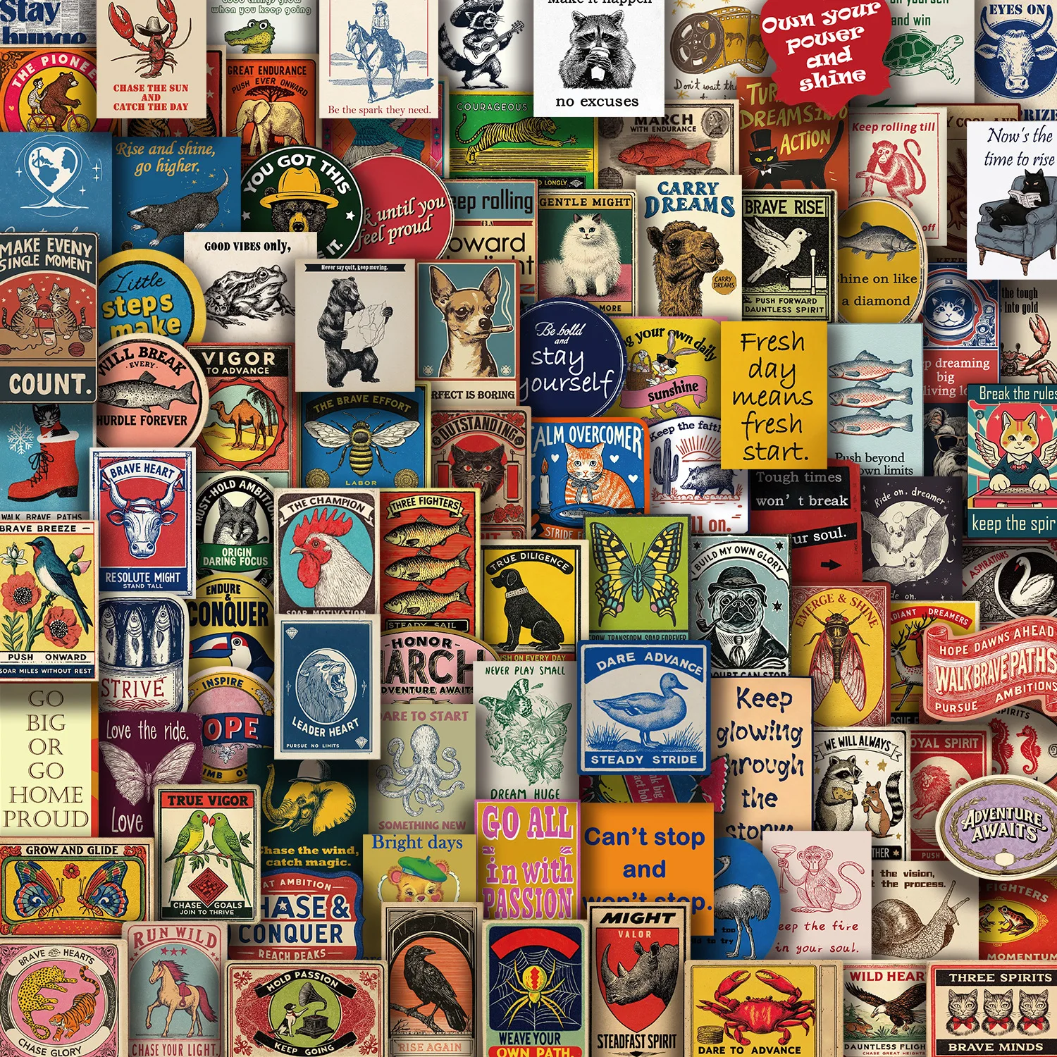 100pcs Retro Motivational Stickers Decals for Laptop, Journal, Water Bottle