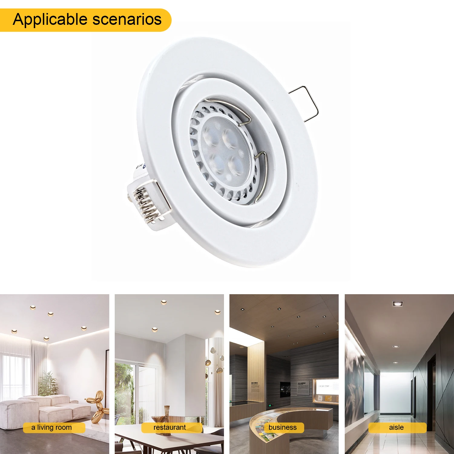 CE RoHs White Round LED Bulbs Fixture Ceiling Bulb Lamp Frame Recessed LED Spot Light Frame GU10 MR16 Led Downlight Fittings
