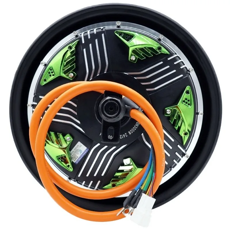 V5 12‑Inch Brushless DC Hub Motor 72V 40H 3000W Green For Electric Motorcycle E‑Scooter Modification Spare Parts