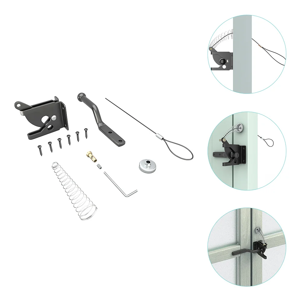 

Heavy Duty Fence Lock Barn Door Gate Latch for Wooden Fences Baby Safety Gravity Hardware Includes Accessories Spring Zippers