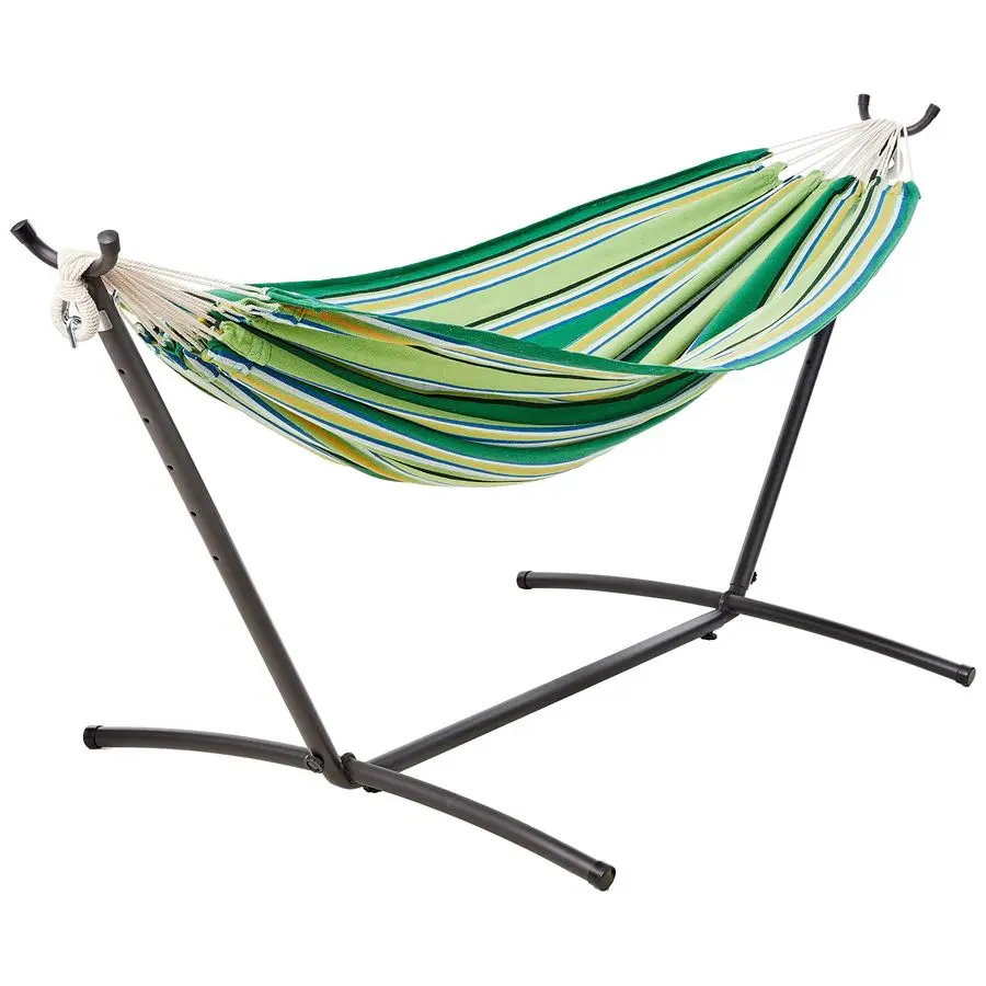 Double Hammock with 9Foot Space Saving Steel Stand and Carrying Case, 450 lb Capacity, Vigor Green, 110x47x43 inches