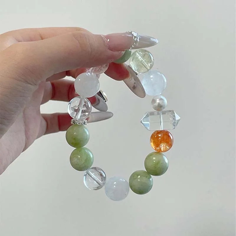 

Green Grape Milk Cap Himalayan Red Yellow Agate Natural Xiuyan White Multi-Gem Bracelet Women'S