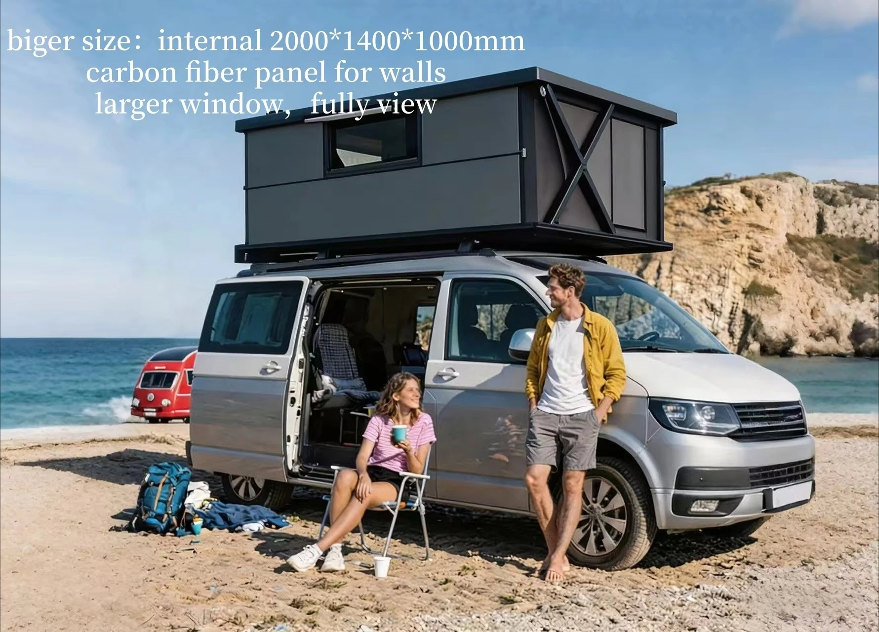 Big Size Internal 2m Length Van Rooftop Tent for Your Campervan