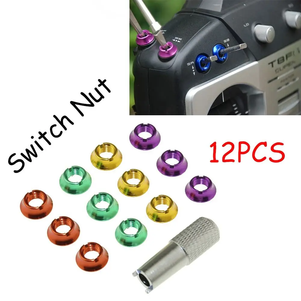 Aluminum Radio Control Switch Color Switch Nut RC Parts Transmitter Toggle Switch for Futaba JR FrSky Taranis Transmitter DIY