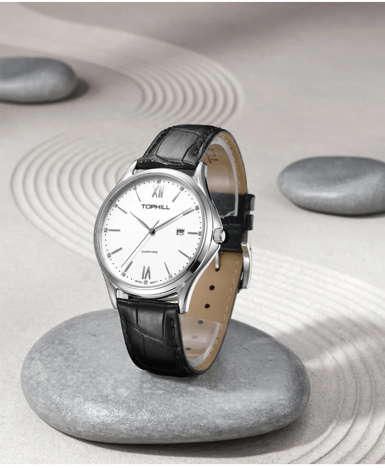 Мужские водонепроницаемые кварцевые часы с сапфировым стеклом, 39 мм