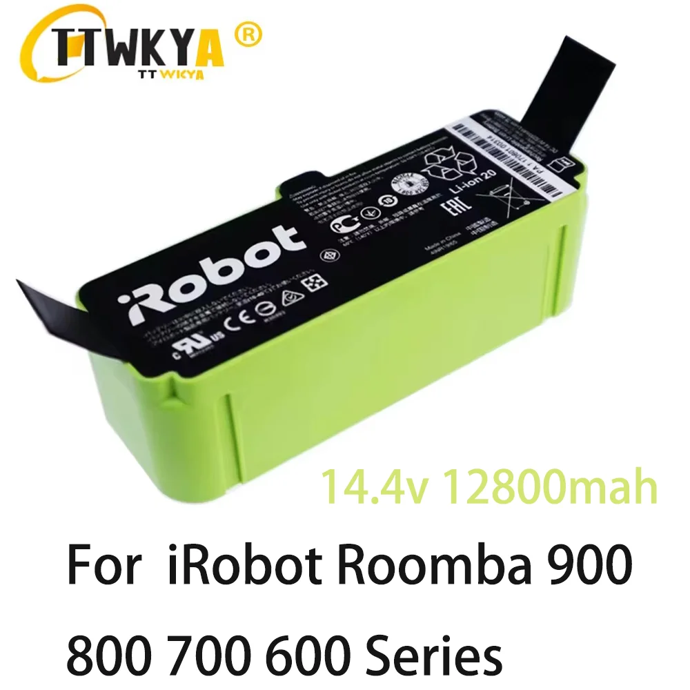 Batería de iones de litio de 14,4 V y 12800mAh para limpiador iRobot Roomba 900 800 700 600 Series 960 980 981 965 895 890 860