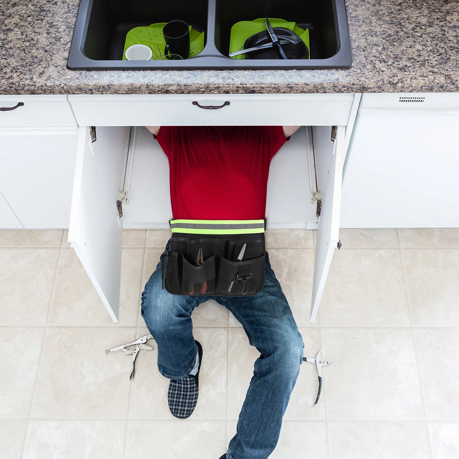 

Multifunction Waist Tool Bag Heavy Duty Oxford Cloth Work Tool Pouch with Multiple Pockets Adjustable Belt for Construction