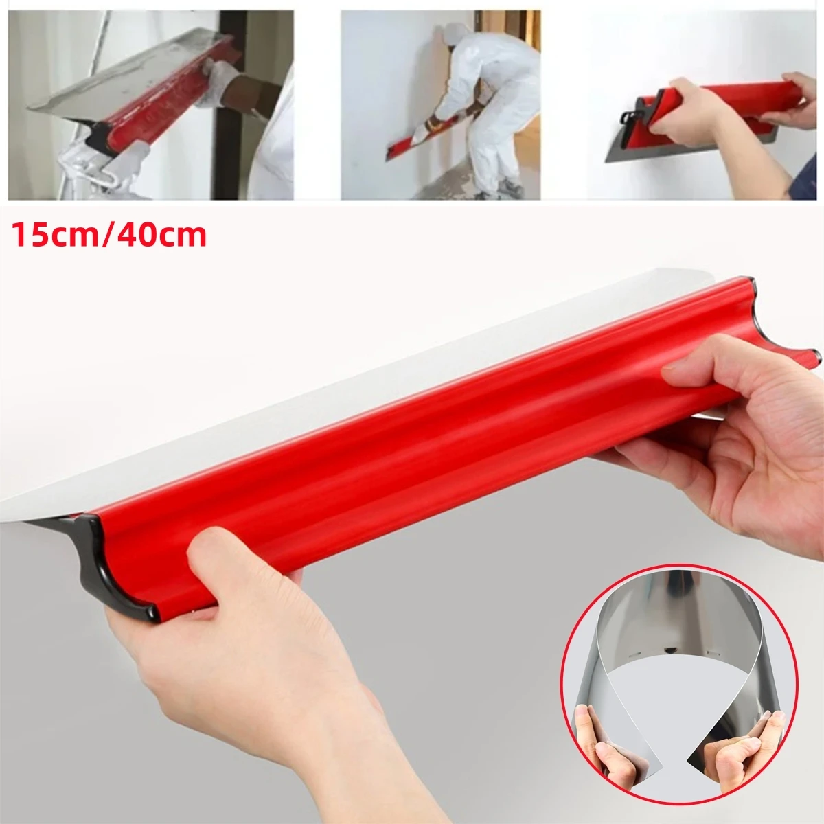 1Pc 25cm/45cm Stainless Steel Smoothing Blade ABS Handle Large Area Home Wall Floor Painting Plastering Construction Hand Tool