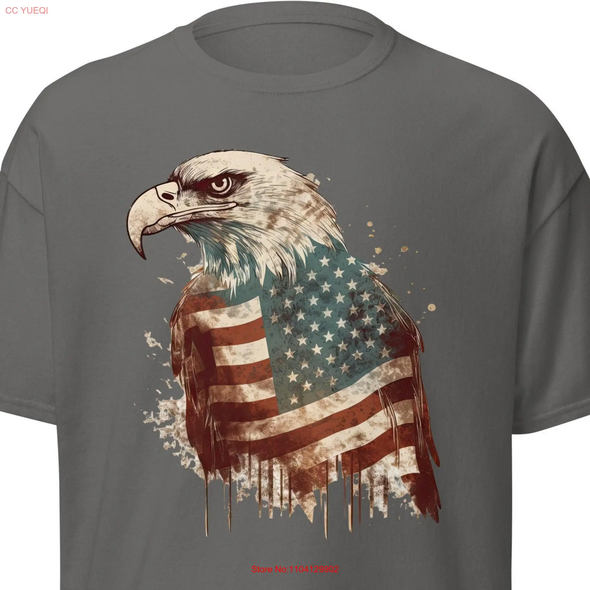 Eagle Stars and Stripes shirt of Retro American Flag for 4th July T tee USA top Merica long or short sleeves