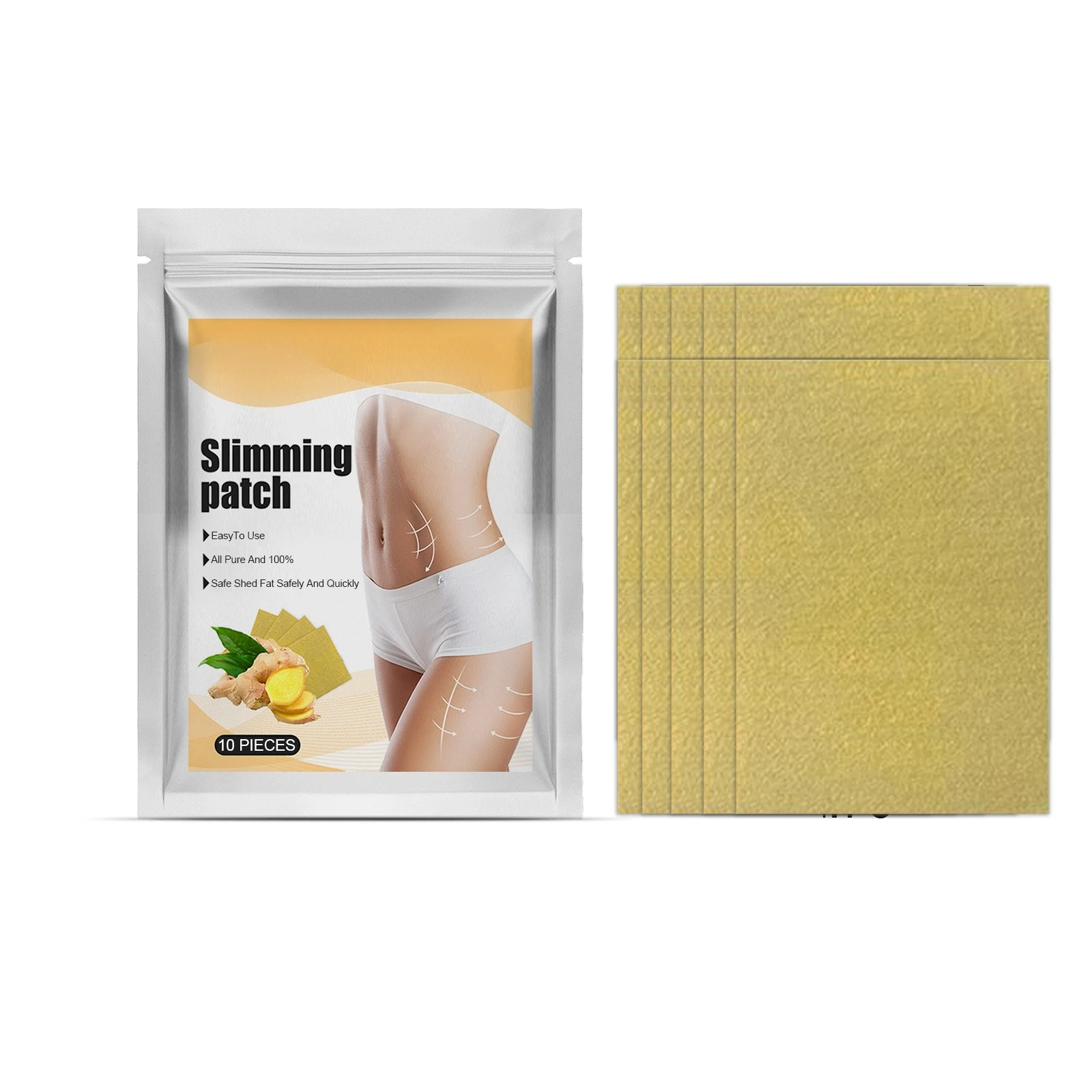 10pcs Ginger Body Shaping Patch Firming Belly Waist Fat Burning Anti Cellulite Promote Metabolism Massage Shaping Detox Sticker