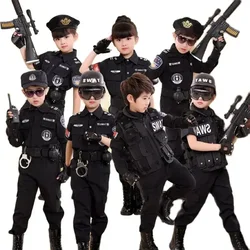 Dzieci policja kostiumy Cosplay dzieci Party karnawał specjalny mundur policjanta Halloween chłopcy armia policjanci odzież zestaw zabawek