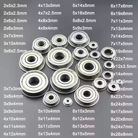 10pcs Flanged Bearings 2mm 3mm 4mm 5mm 6mm 7mm 8mm 9mm Bore MF115 MF52 F608 MF105 MF106 F695 F688 ZZ Ball Bearing With Flange