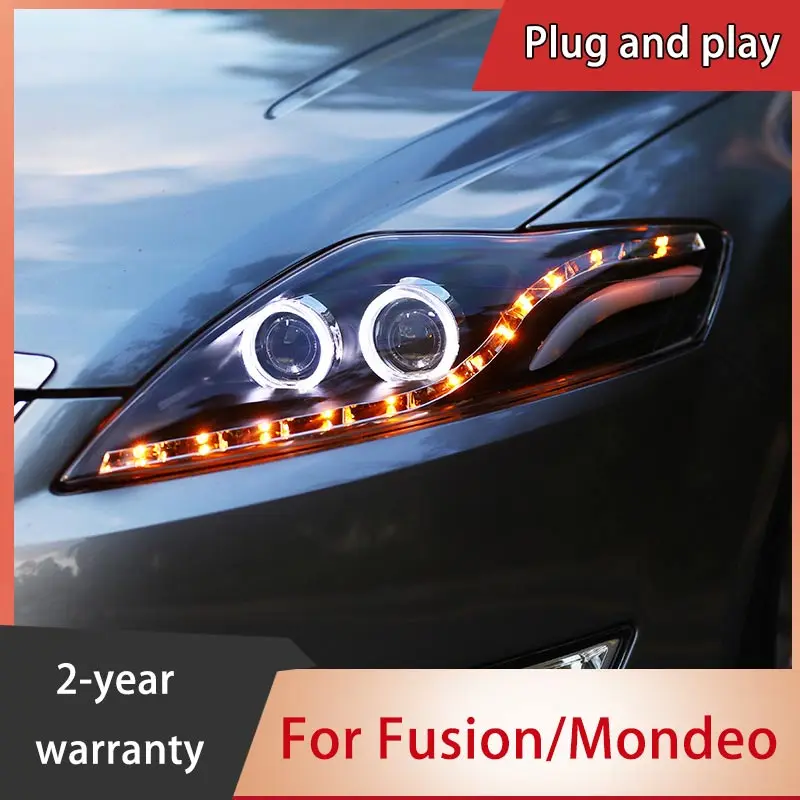 Car Styling for Ford Fusion/Mondeo LED Headlight Mondeo 2007 2008 2009-2012 DRL H7 D2H Hid Option Angel Eye Bi Xenon Beam