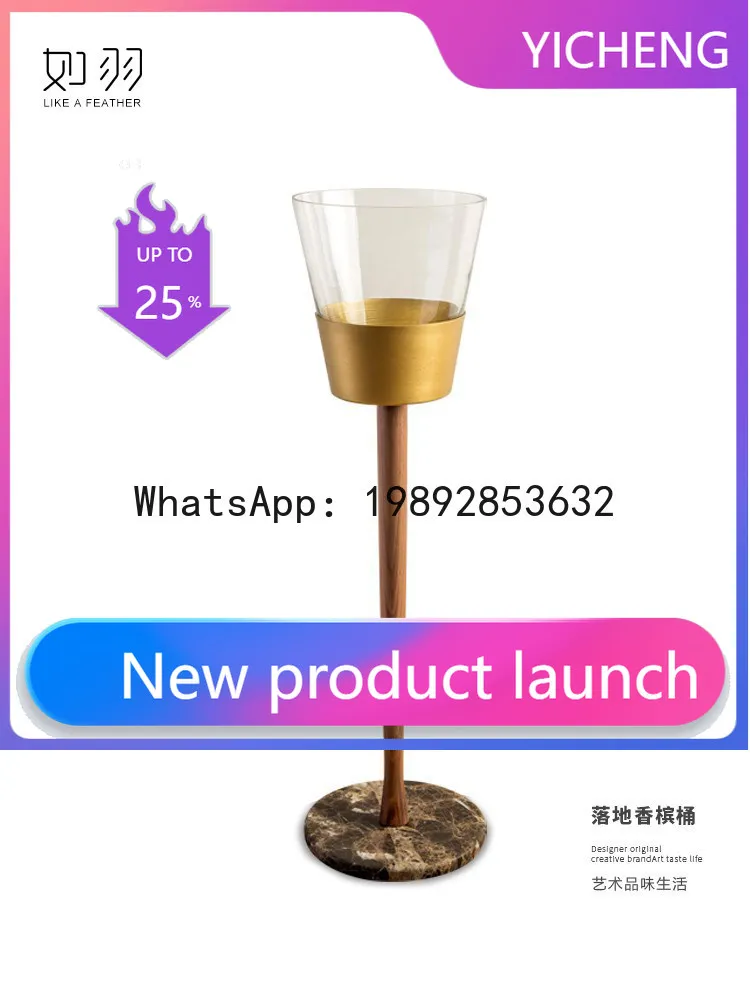 

ZC high-end retro floor champagne bucket rack villa bar KTV home ice bucket solid wood marble