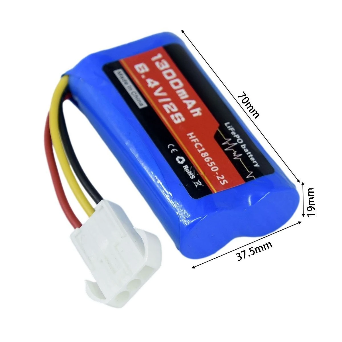 6.4V 1300mAh LiFePO Battery EL4.5 3P Rev female plug for RC Racing Car SpeedBoat