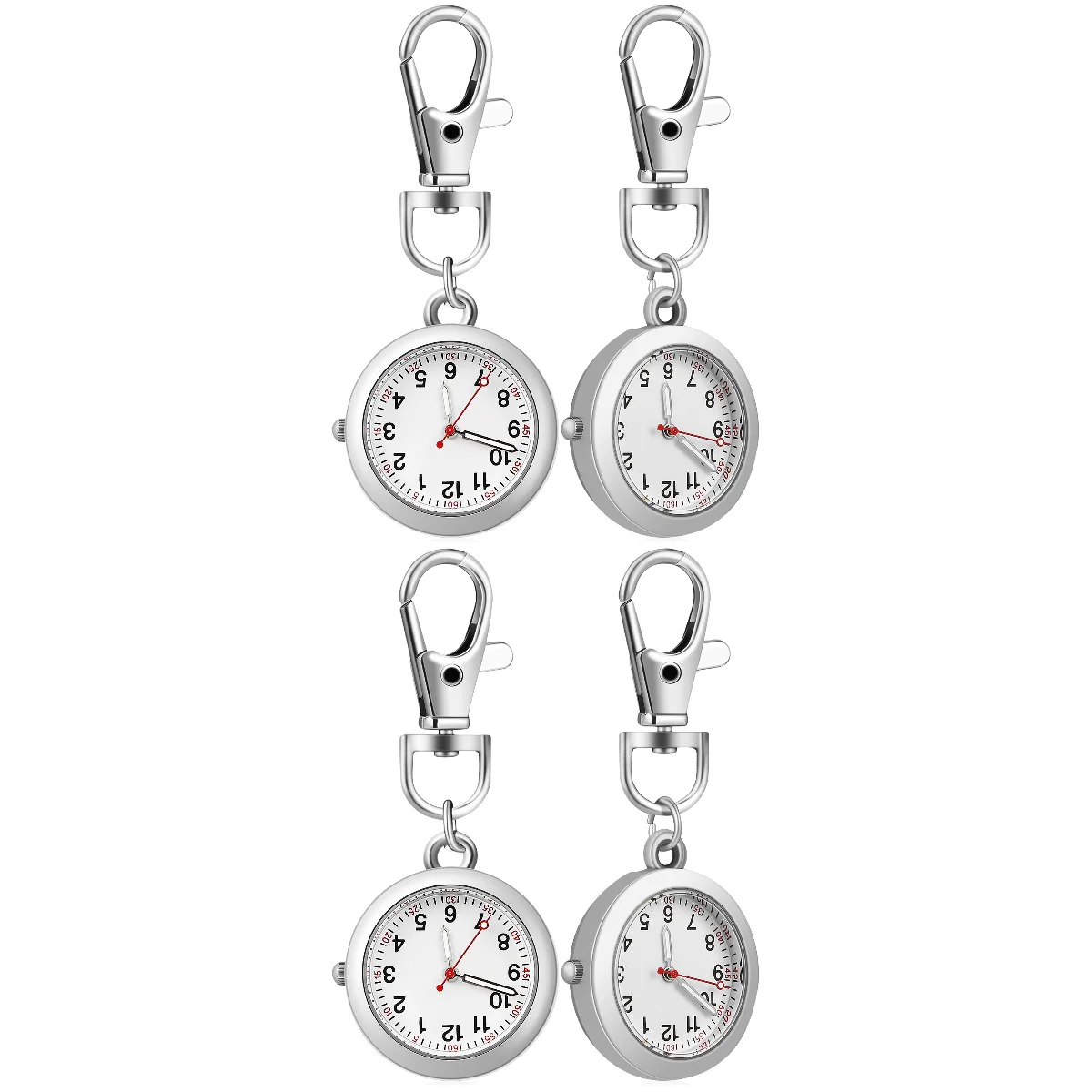 

2 Pieces Pocket Watch Nurse Watches for Women Pendant Nursing Brooch Portable Glass Mirror with Seconds Miss Keychain