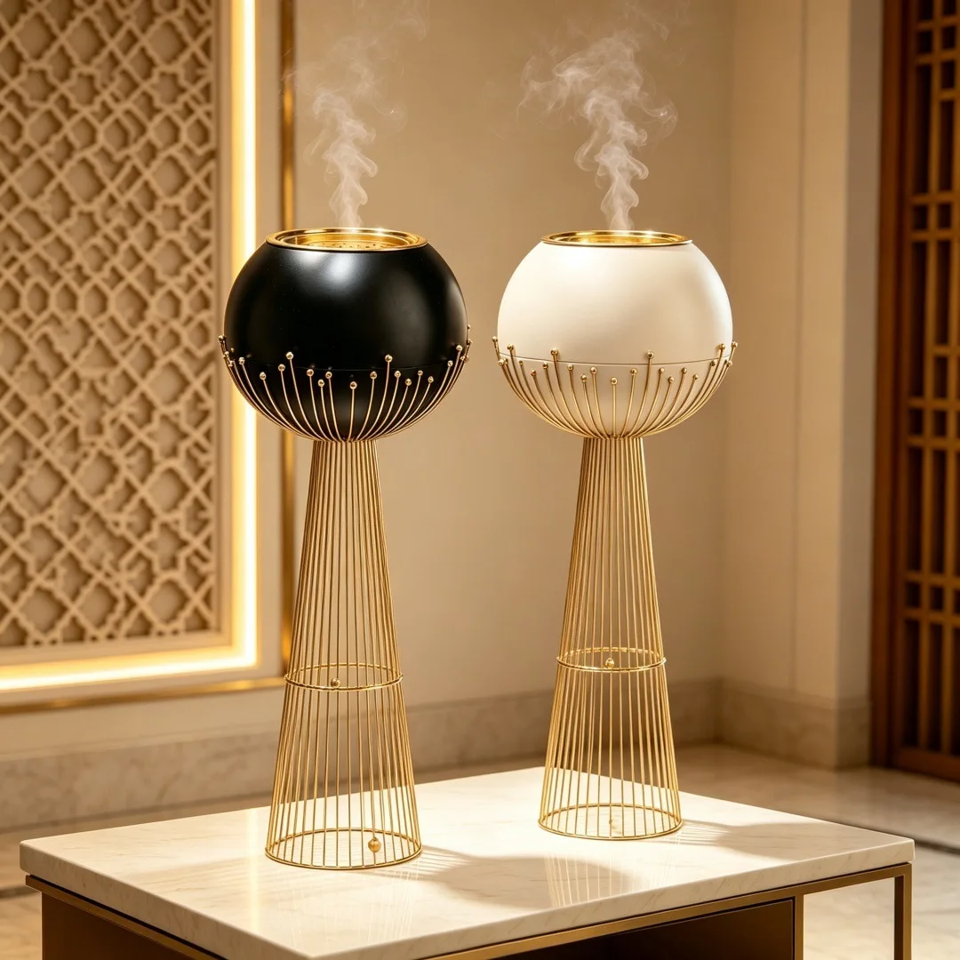 High Quality Metal Arabic Carbon Incense Burner Floor Standing Spherical 3-size Combustion Fragrance Bakhoor Fragrance Burner