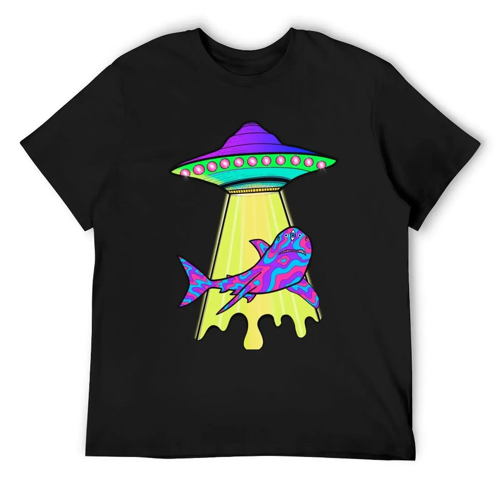 

UFO shark T-Shirt shirts graphic cute clothes cotton man t-shirts plain black t shirts men