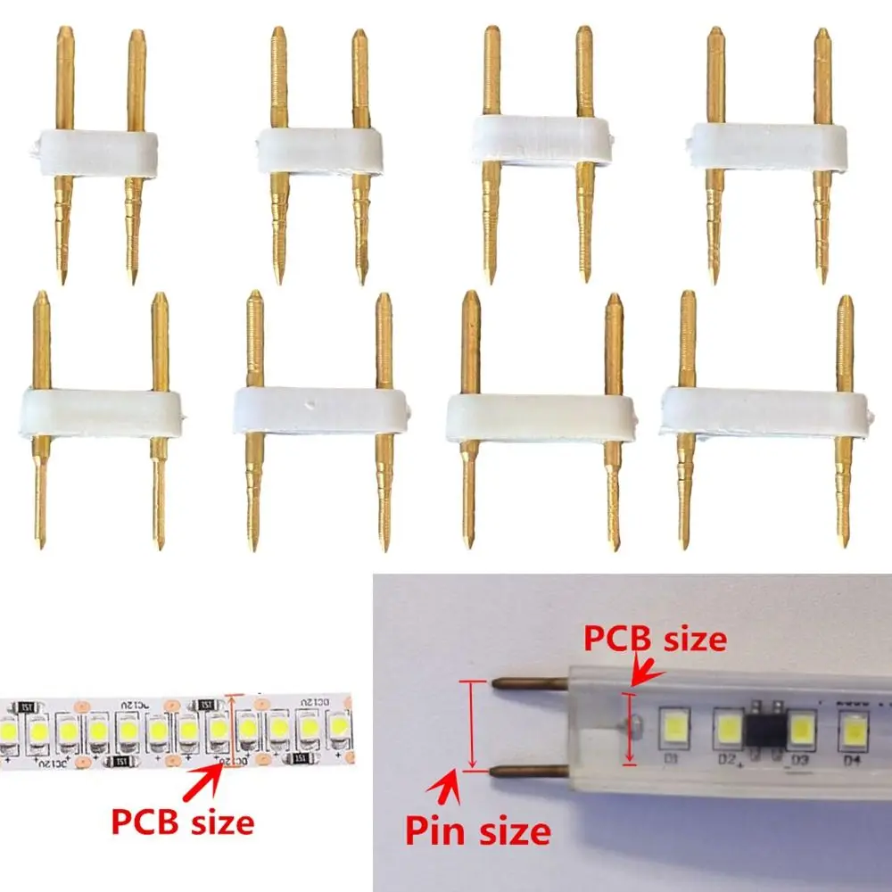 5PCS Durable Copper RGB Connector Gold 6mm 7mm 8mm 9mm 10mm 11mm 12mm 13.5mm Terminals Connector Solderless Connectors LED Strip