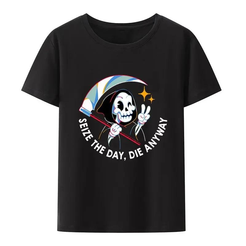 Funny Seize The Day Die Anyway By Tobe Fonseca Cartoon Graphic T Shirts Humor Style Creative Fashion Hipster Aesthetics Shirt