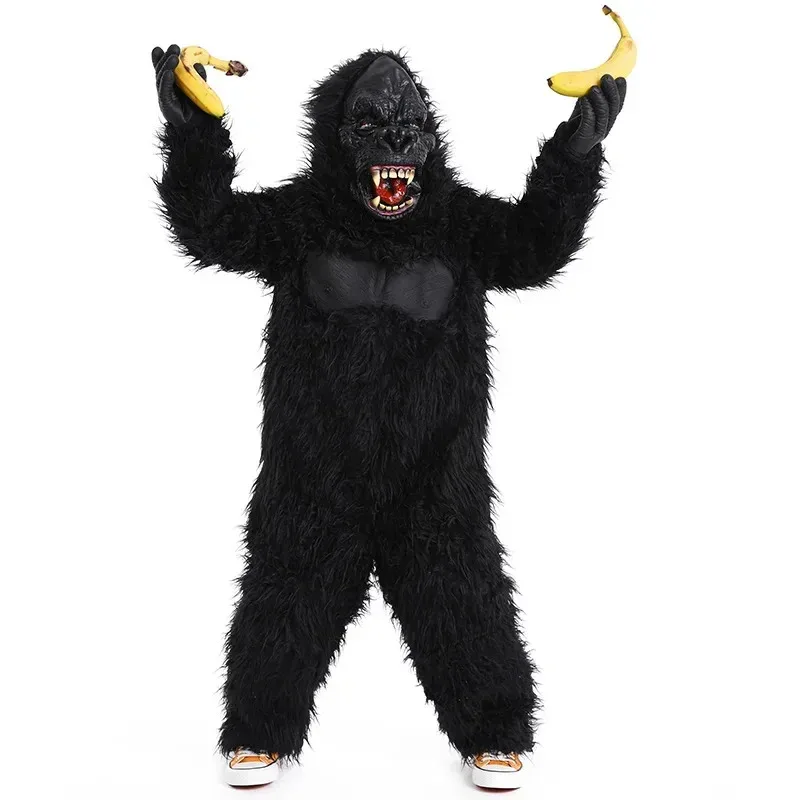 

Child Animal Gorilla Cosplay Animal Black Plush Jumpsuit Full Set Costumes Halloween for Kid