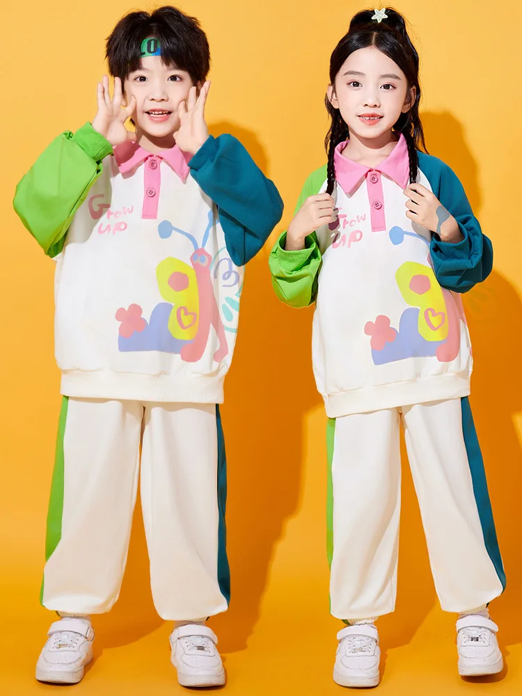 Girls Hip Hop Bomber Letters T shirts Pants Boys Stage  Child Street Dance Wear Clothes Sets Kids Jazz Costumes