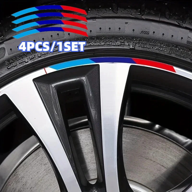 

Car stickers wheel hub rim stickers Italian and French flag wheel hub decoration three-color sticker accessories 4PCS/1SET