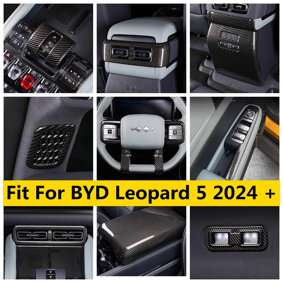 

5D Carbon Fiber Look Steering Wheel Bottom Frame/Steering Wheel Bottom Frame Cover Trim For BYD Leopard5 2024 2025 Accessories