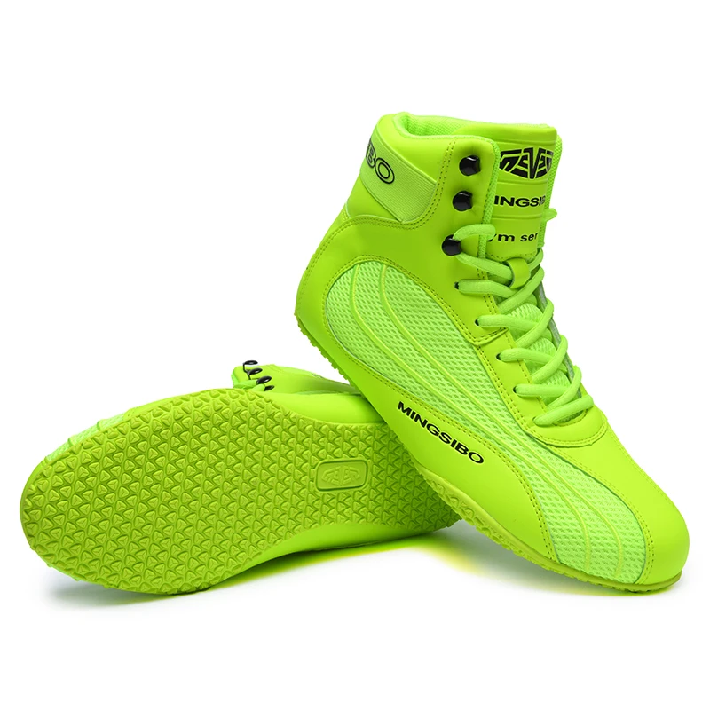 

Professional Wrestling Boots Men Breathable Boxing Shoes Couples White Green Fighting Boots Unisex Top Quality Training Shoes