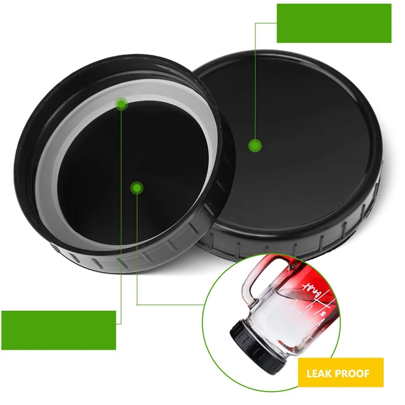 

ABWZ-60 Pcs Multipurpose Mason Jar Plastic Lids (70Mm) With Rubber Seal - Perfect For Regular Mouth Canning Jars