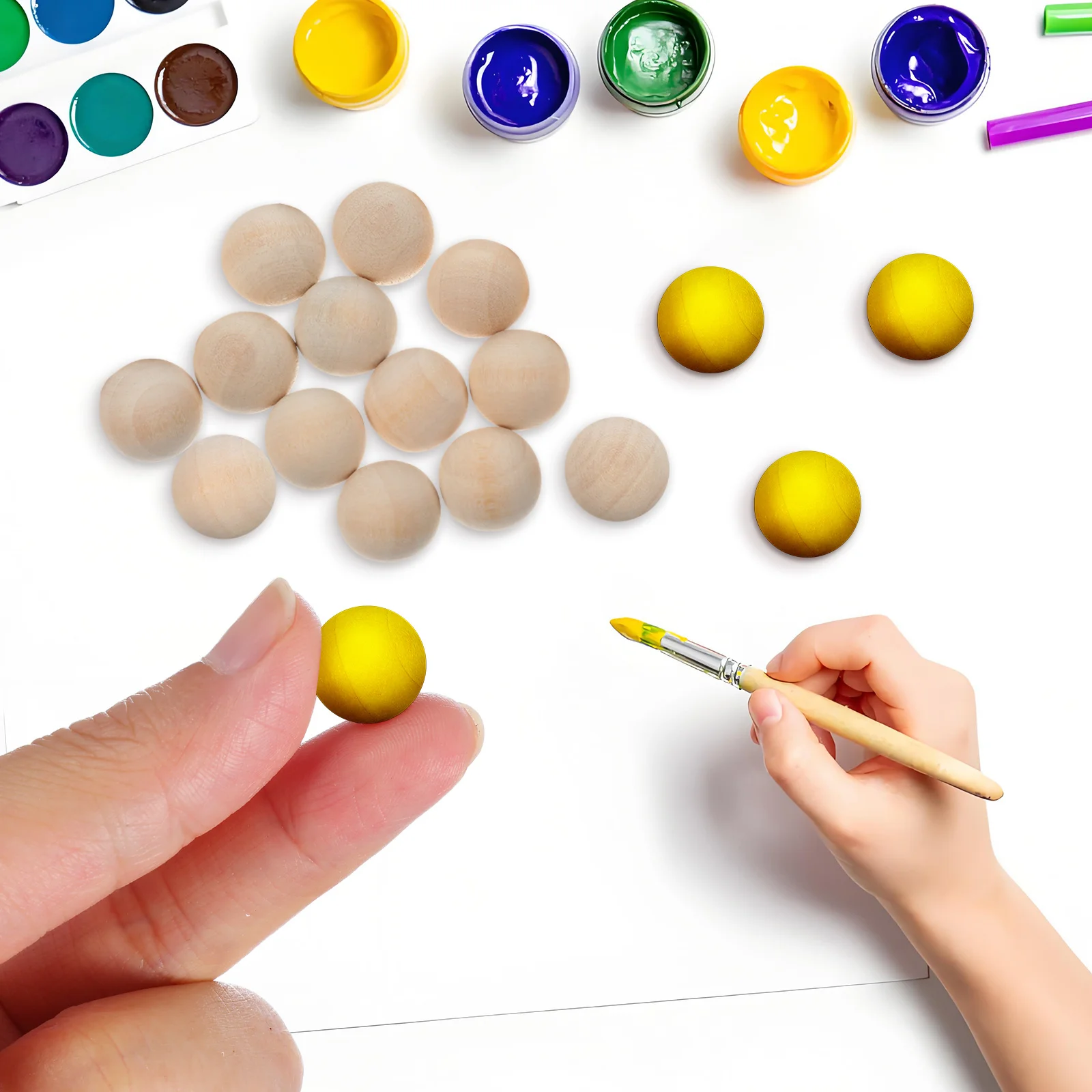 

100Pcs Unfinished Wooden Balls Round Solid Craft Beads Smooth Surface Suitable for DIY Painting Carving Wood Spheres