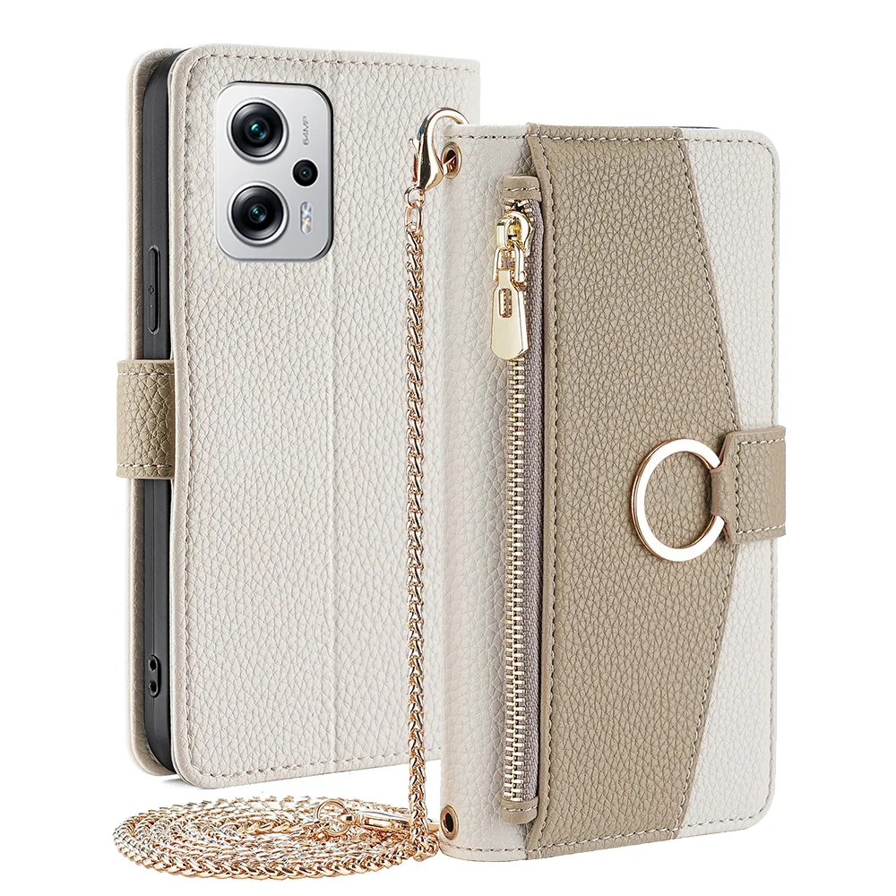 Zipper Crossbody Case For Iphone 15 Pro Max 16 14 13 12 11 12 Mini Xs Xr X 15 Plus 14 Leather Metal Chain Ring Wallet Flip Cover