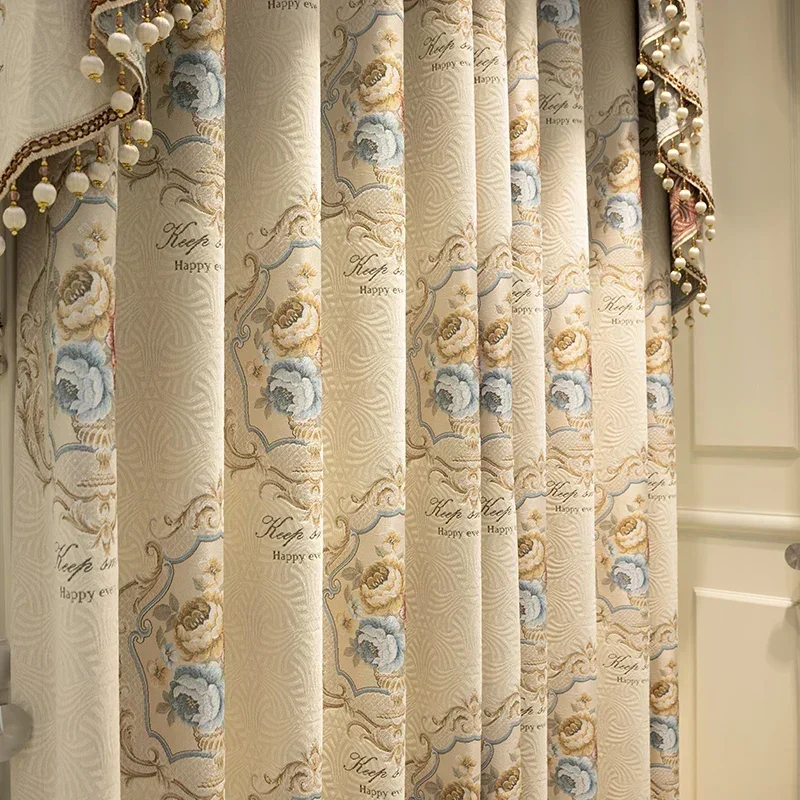 Luxury European Chenille Curtains for Living Dining Room Bedroom Villa High End Thickened Blackout Drapes American French Style