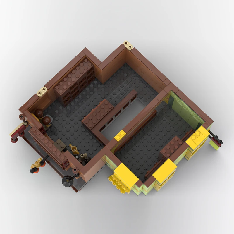 1698 pièces de blocs de construction modulaires MOC personnalisables, thème Rue Urbaine, pour magasins de produits haut de gamme et glacieries, jouet de vacances DIY pour garçons, cadeaux