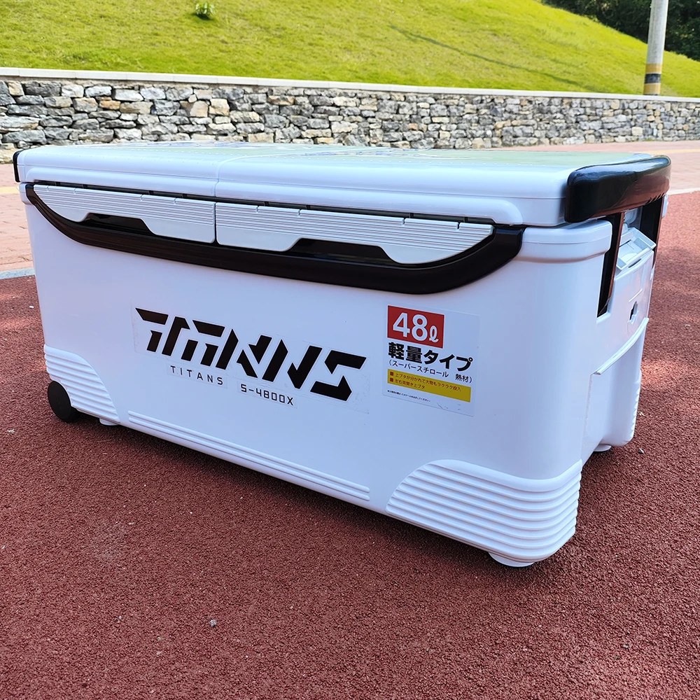 48L Fishing Ice Box Cooler 대용량아이스박스 Saltwater 아이스박스 낚시쿨러Freshwater낚시 쿨러박스 바퀴달린아이스박스 Box With Wheel 낚시아이스박스 Flat Cover 낚시 쿨러박스