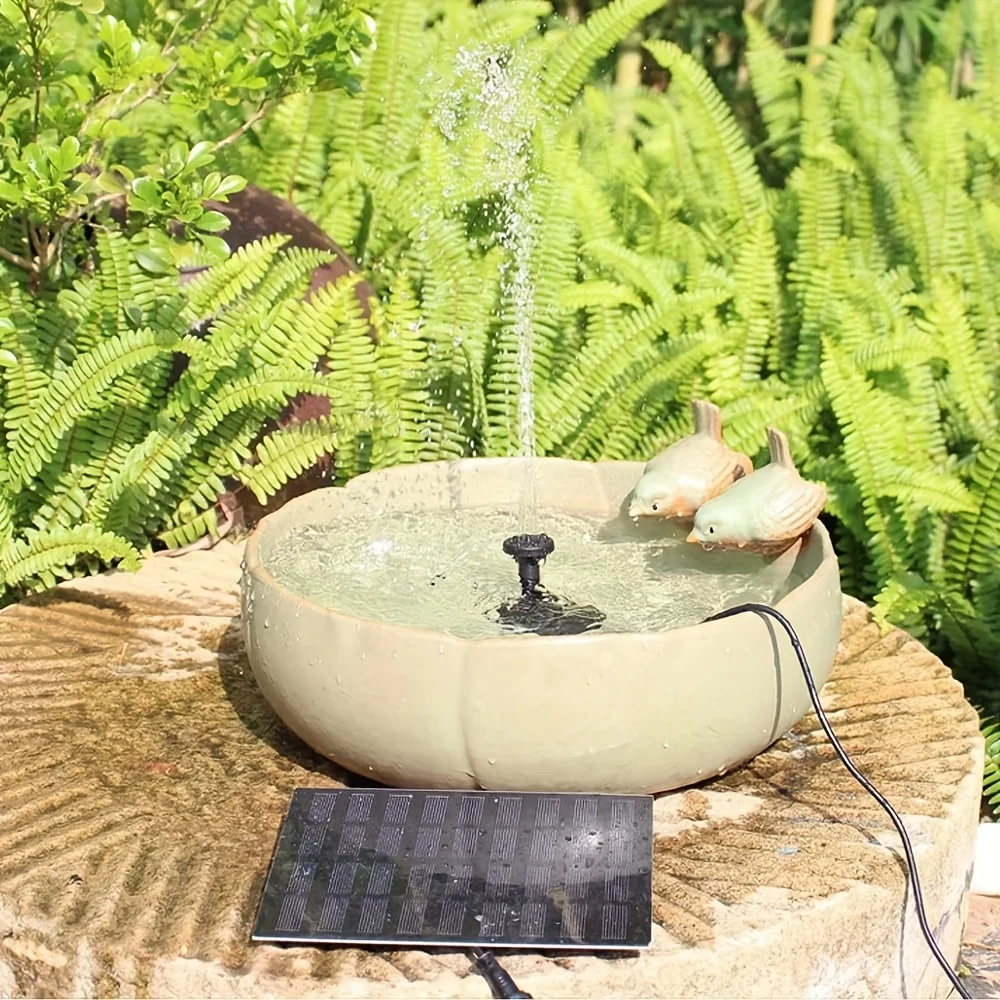 1,2 W Solar-Brunnenpumpe für Vogelbäder, Sommer-Solarpanel mit 3 m langem Kabel und 8 Düsenaufsätzen, Gartenbrunnen – Detail 4