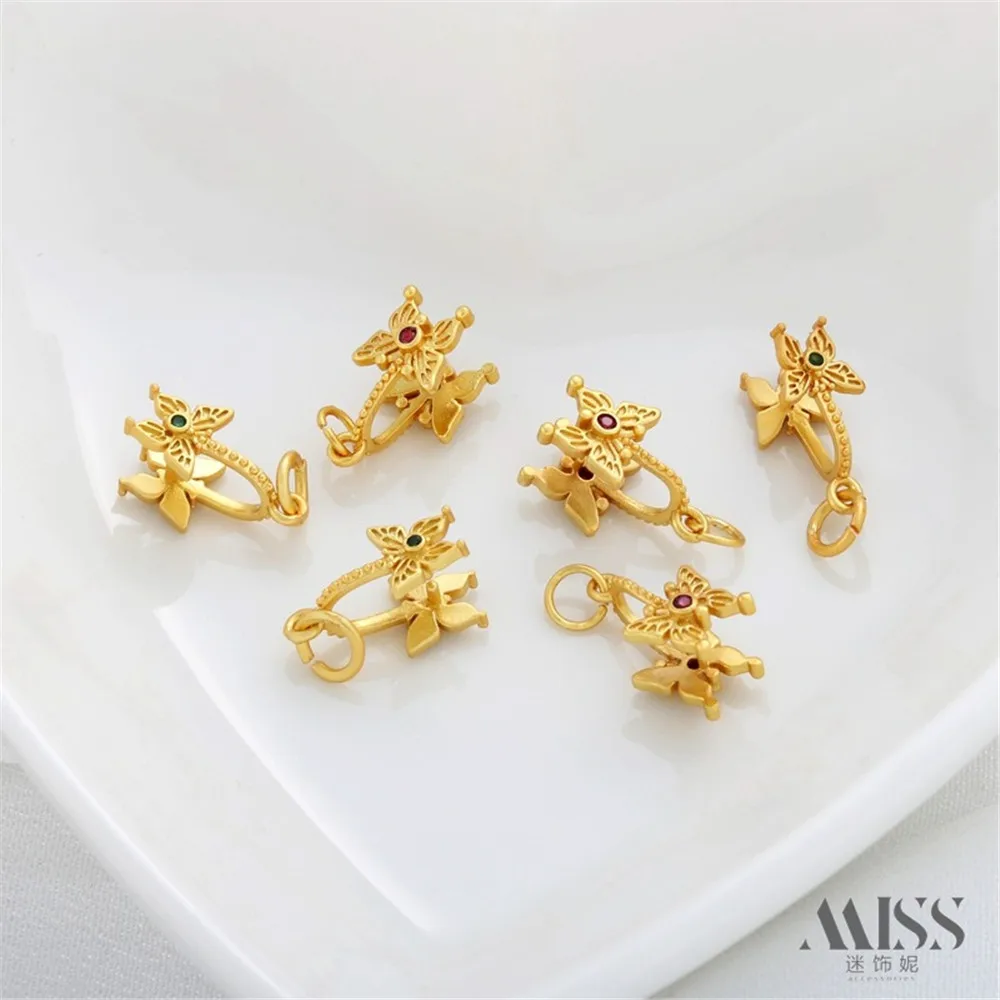 18K Gold Matte Gold Butterfly Safety Buckle Clip Buckle Melon Seed Buckle Pendant DIY Bracelet Necklace Jewelry Accessories