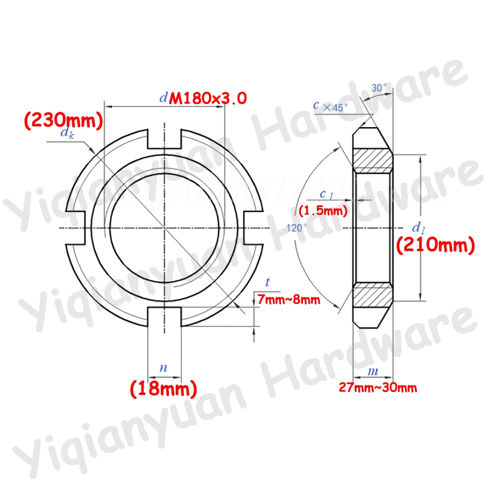 Imagem -05 - Yiqianyuan-porcas Redondas de Gb812 M180xp3.0 Din5406 M180 Sus304 Conjuntos Aço Inoxidável